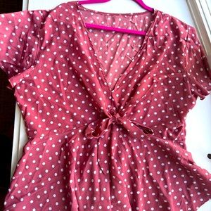 NWOT Polka Dot Peplum Top with Tie